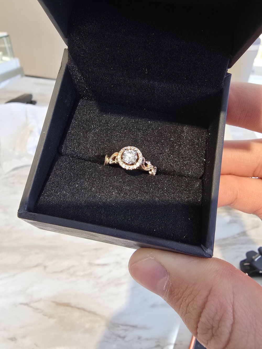 Kay Jewelers Rose Gold Halo Ring with Round Center Diamond